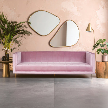 Renee Pink Velvet 3 Seater Sofa