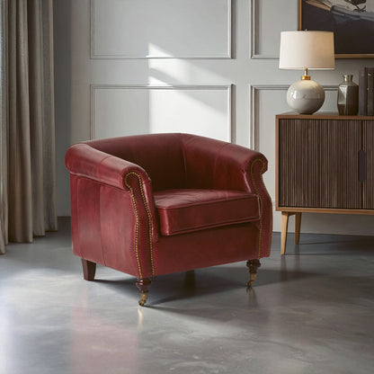 Speakeasy Deep Red Leather Armchair