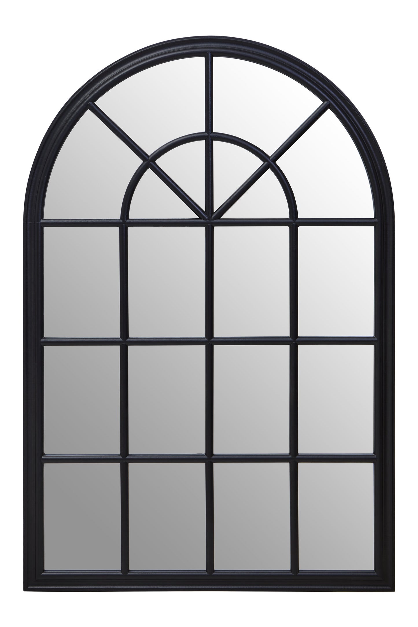 Bridgerton Black Arched Wooden Window Wall Mirror | Bali & Blue