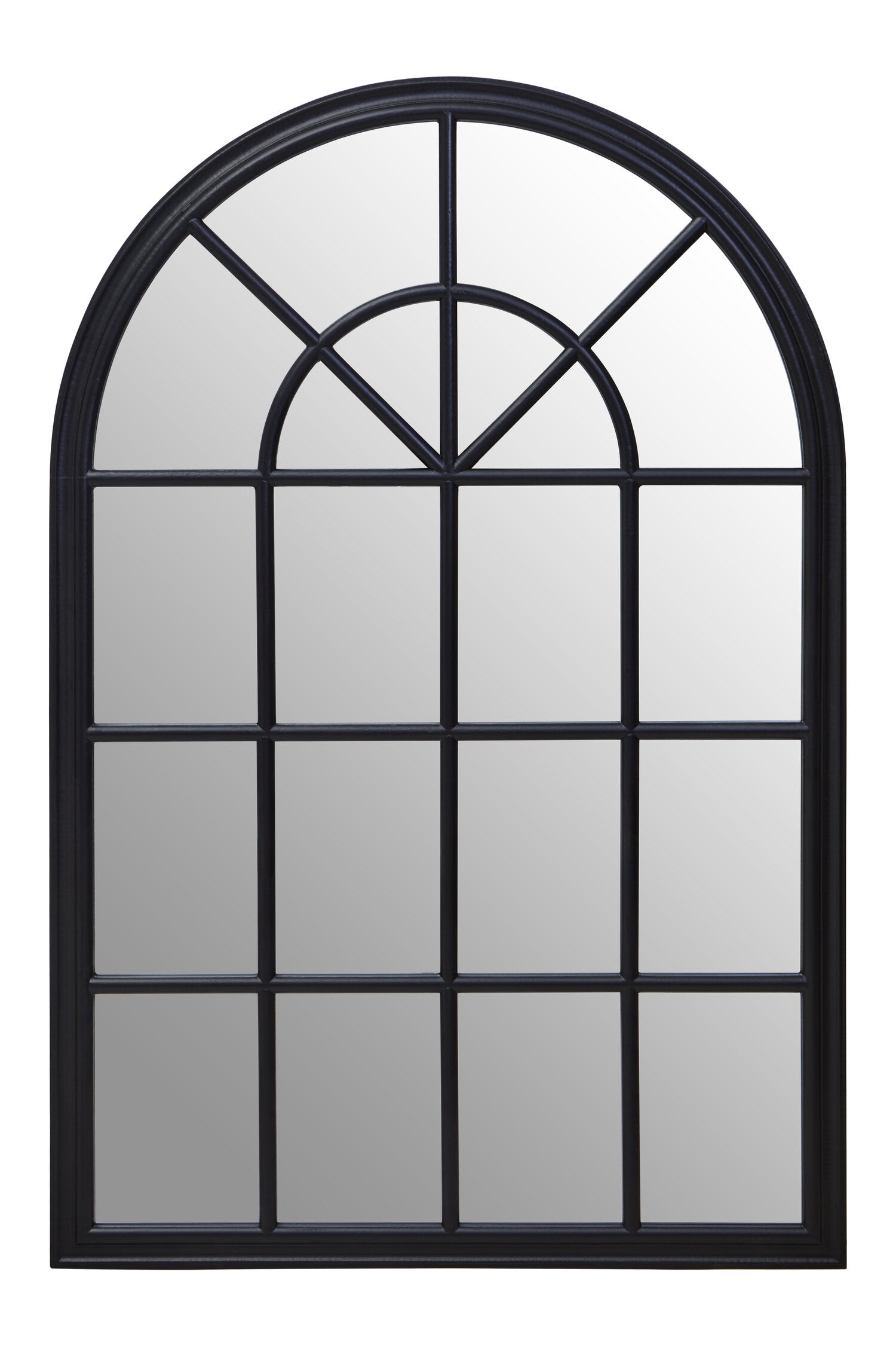 Bridgerton Black Arched Wooden Window Wall Mirror | Bali & Blue