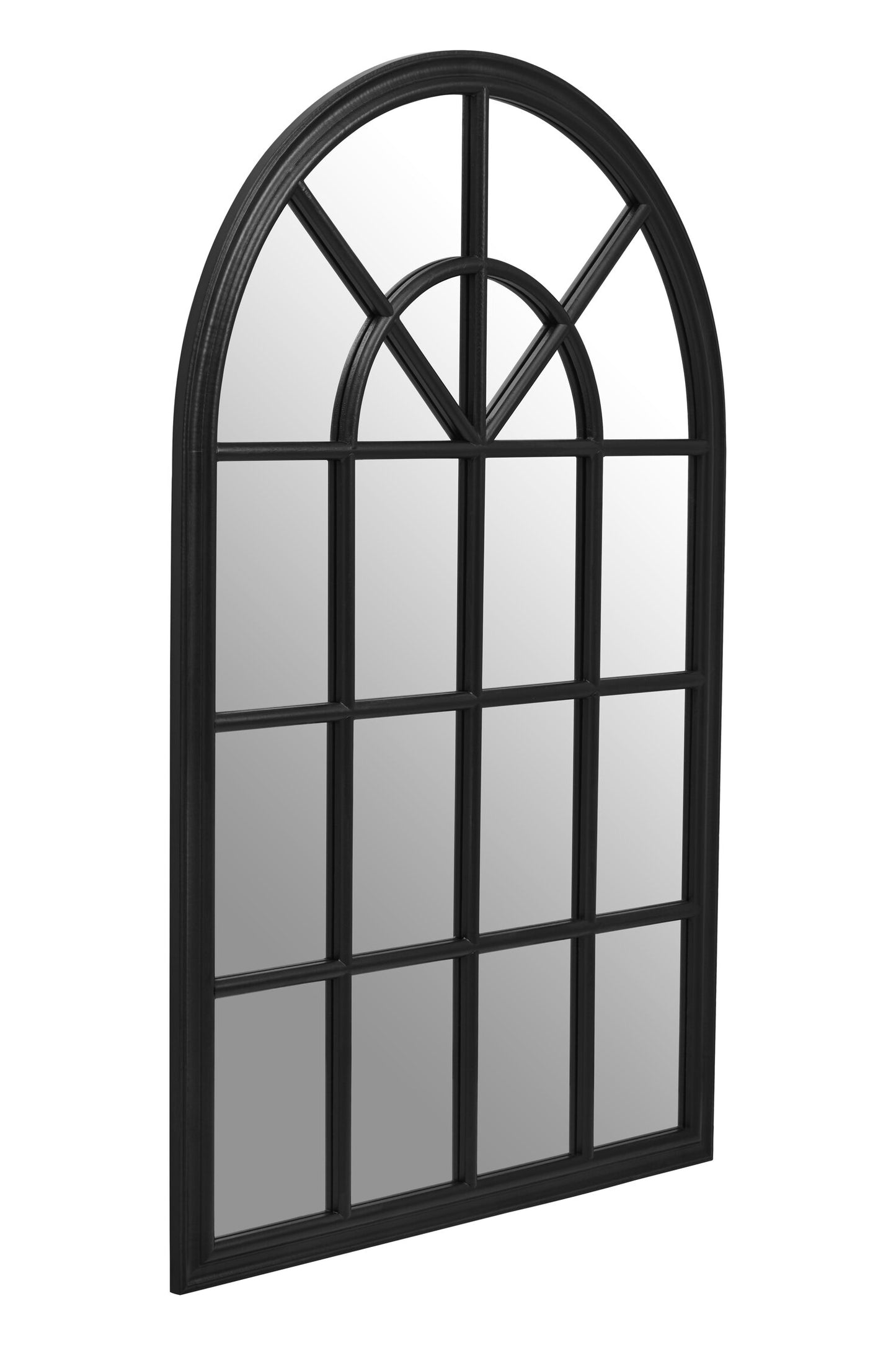 Bridgerton Black Arched Wooden Window Wall Mirror