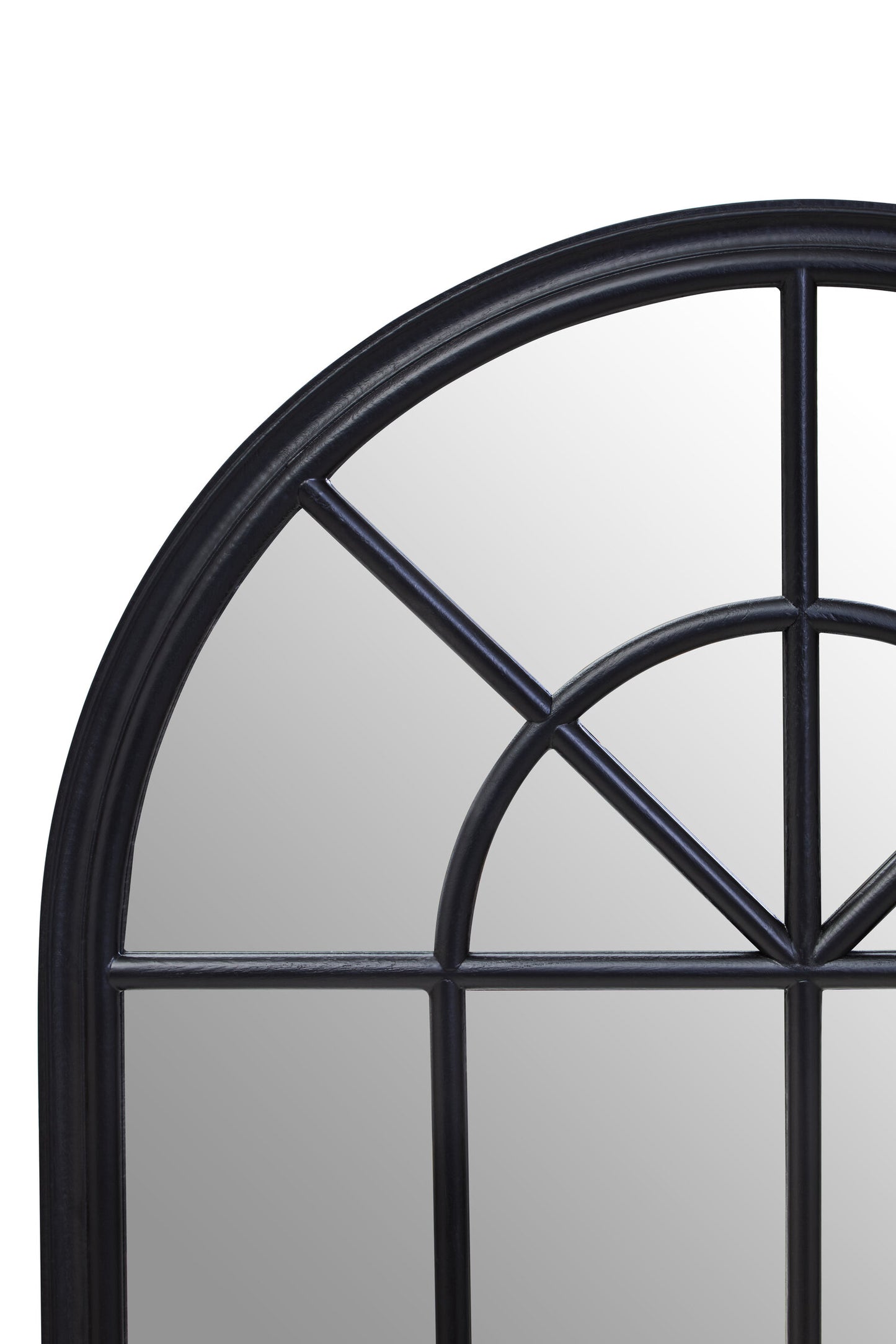 Bridgerton Black Arched Wooden Window Wall Mirror