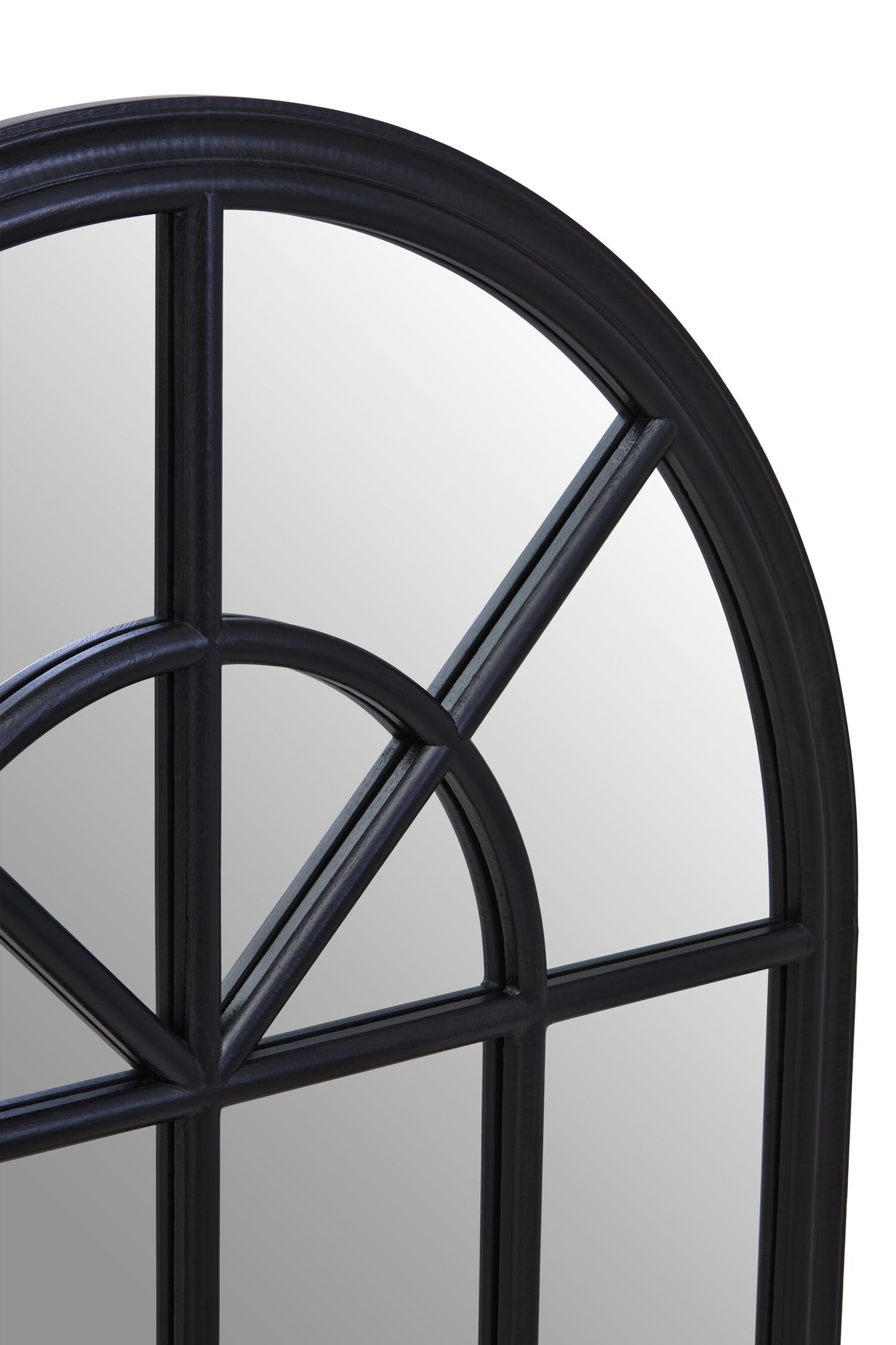 Bridgerton Black Arched Wooden Window Wall Mirror