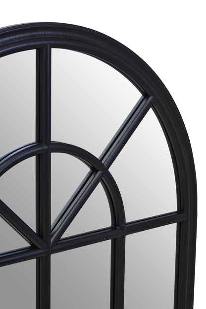 Bridgerton Black Arched Wooden Window Wall Mirror