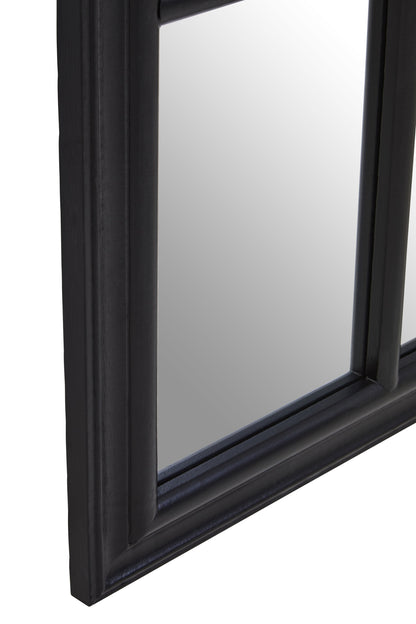 Bridgerton Black Arched Wooden Window Wall Mirror