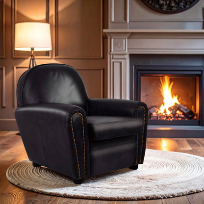 Speakeasy Black Leather Classic Armchair
