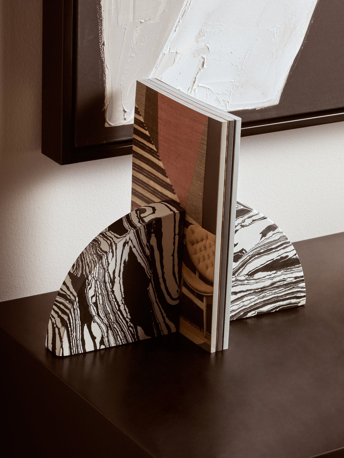 Luxe Decor Black White Marble Set of 2 Bookends
