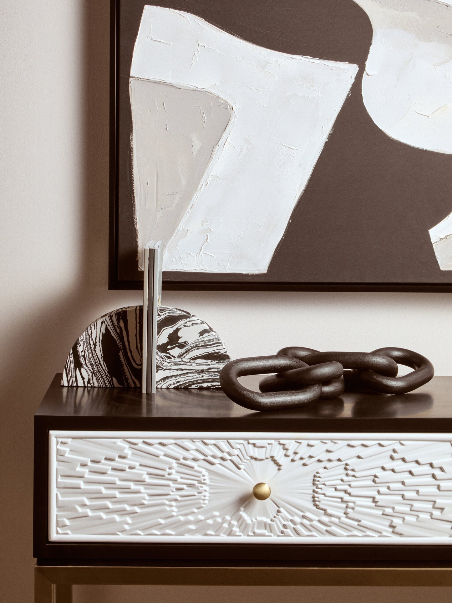 Luxe Decor Black White Marble Set of 2 Bookends