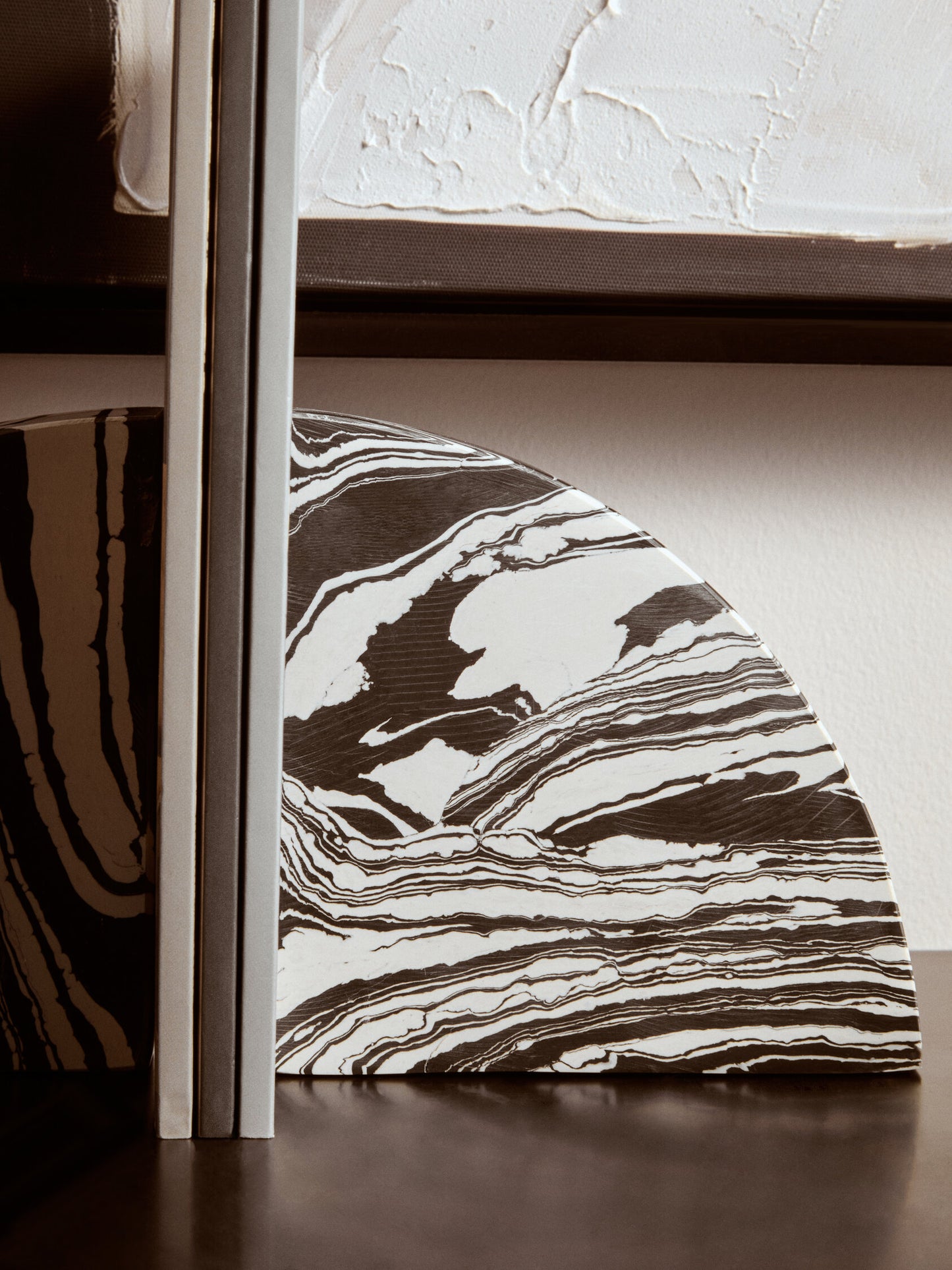 Luxe Decor Black White Marble Set of 2 Bookends
