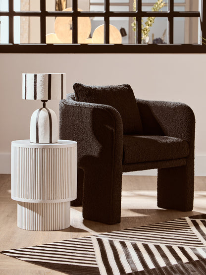Mono Black and White Stripe Papier Mache Table Lamp