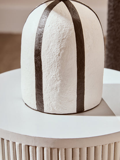 Mono Black and White Stripe Papier Mache Table Lamp