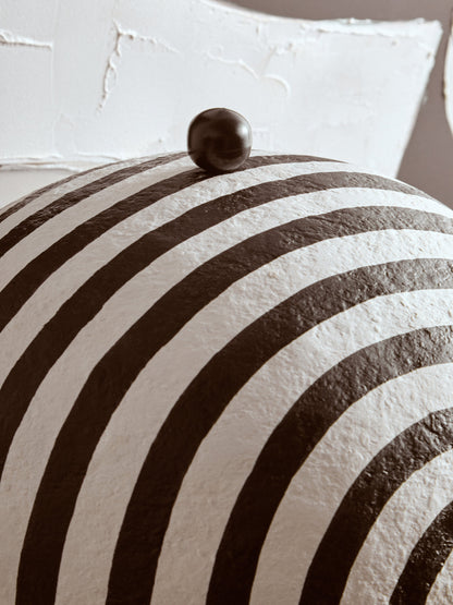Mono Black White Stripe Papier Mache Table Lamp