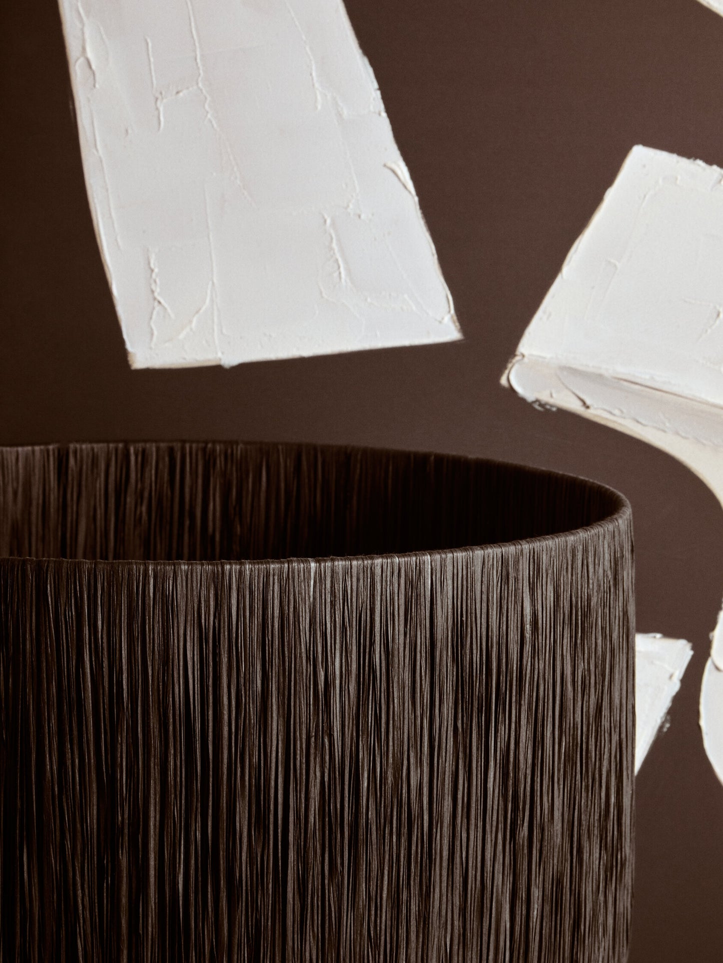 Mono White Papier Mache Table Lamp With Black Raffia Shade