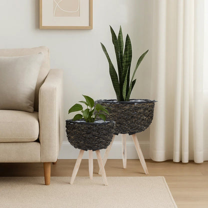 Seychelles Set of Two Black Planters