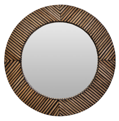 Argentina Bamboo Inlay Round Boho Wall Mirror | Bali & Blue