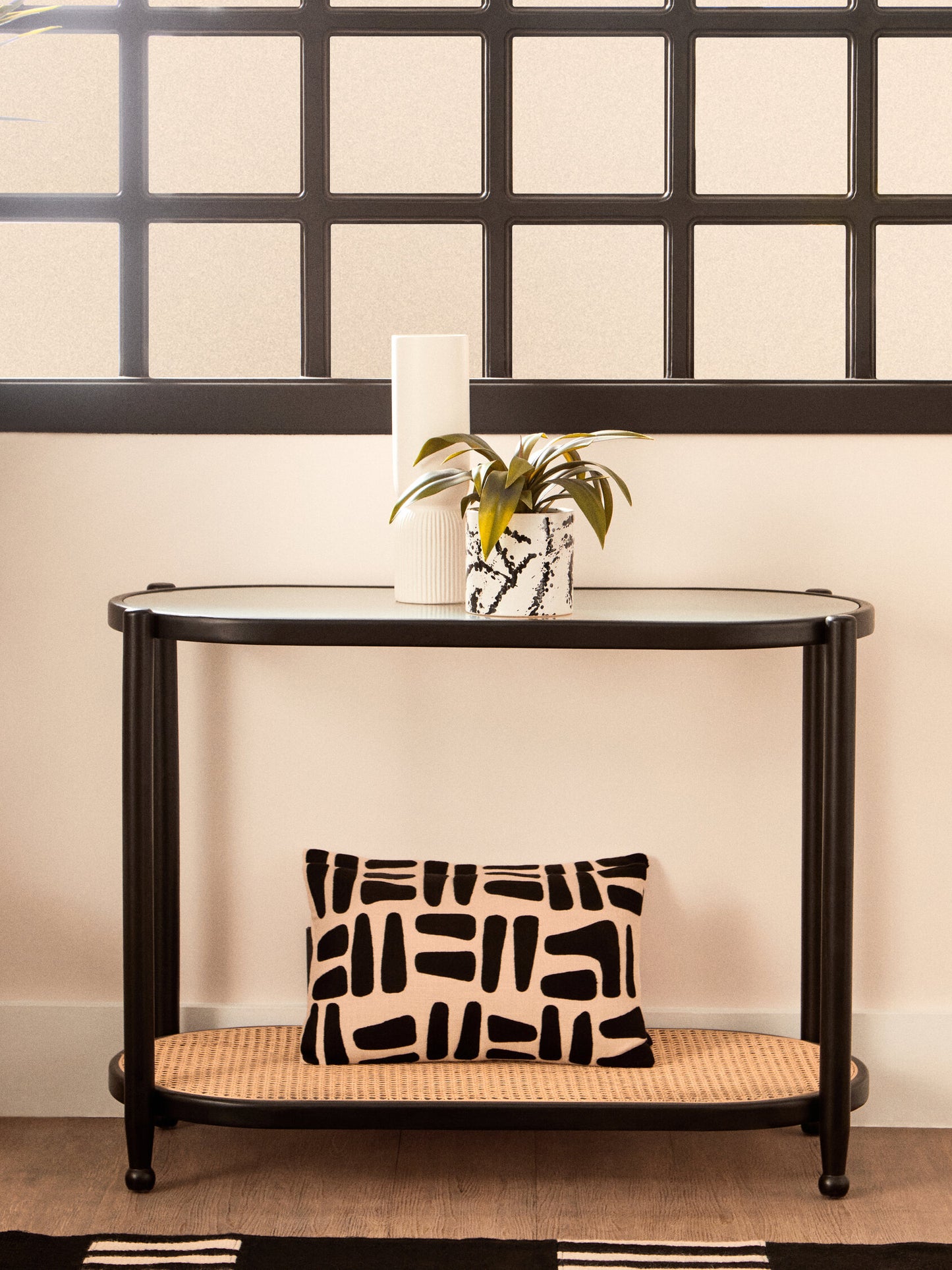 Fiji Rattan and Glass 2 Tier Console Table