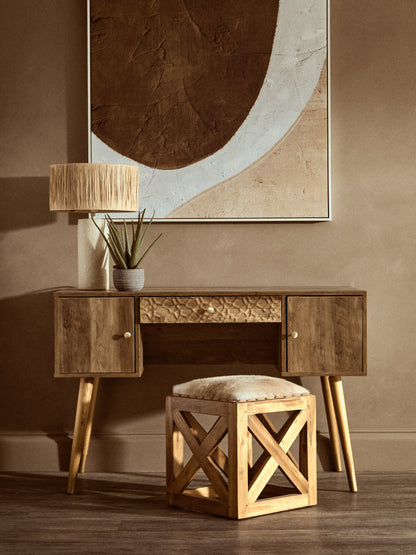 Mono Natural Papier Mache Table Lamp with Natural Raffia Shade