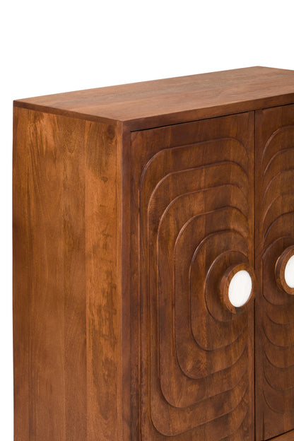 Brando 2 Door Mango Wood Carved Cabinet