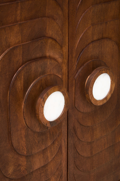 Brando 2 Door Mango Wood Carved Cabinet