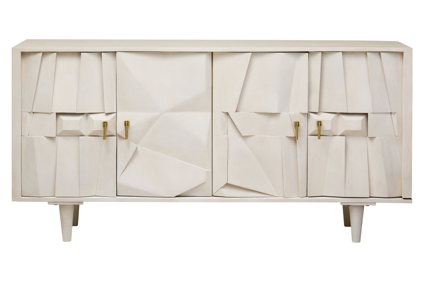 Orla Four Door Whitewash Mango Wood Abstract Sideboard