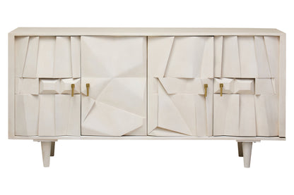 Orla Four Door Whitewash Mango Wood Abstract Sideboard