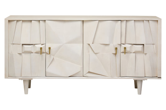 Orla Four Door Whitewash Mango Wood Abstract Sideboard