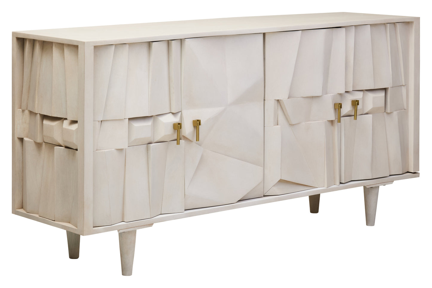 Orla Four Door Whitewash Mango Wood Abstract Sideboard
