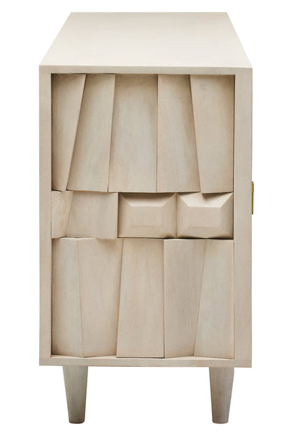 Orla Four Door Whitewash Mango Wood Abstract Sideboard