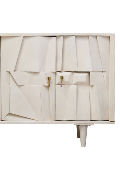 Orla Four Door Whitewash Mango Wood Abstract Sideboard