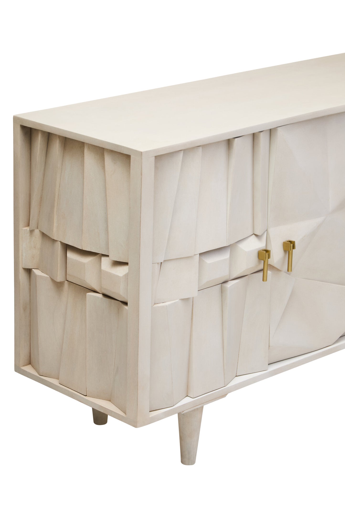 Orla Four Door Whitewash Mango Wood Abstract Sideboard