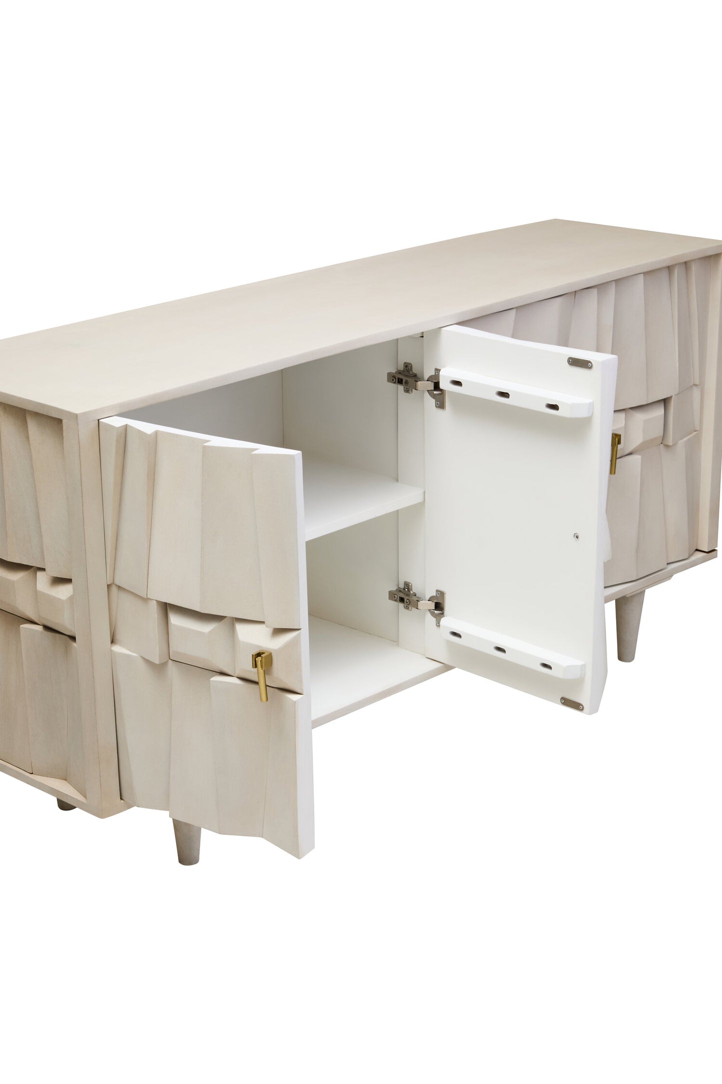Orla Four Door Whitewash Mango Wood Abstract Sideboard