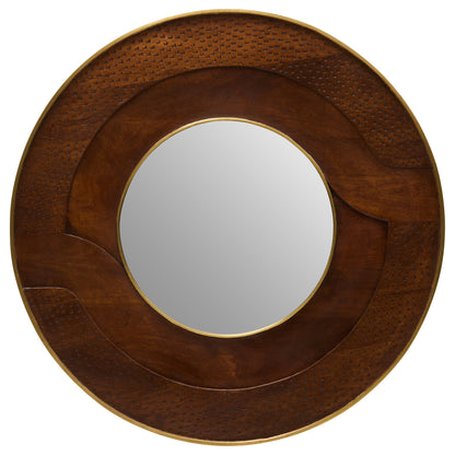 Zulu Round Mango Wood Hammered Wall Mirror