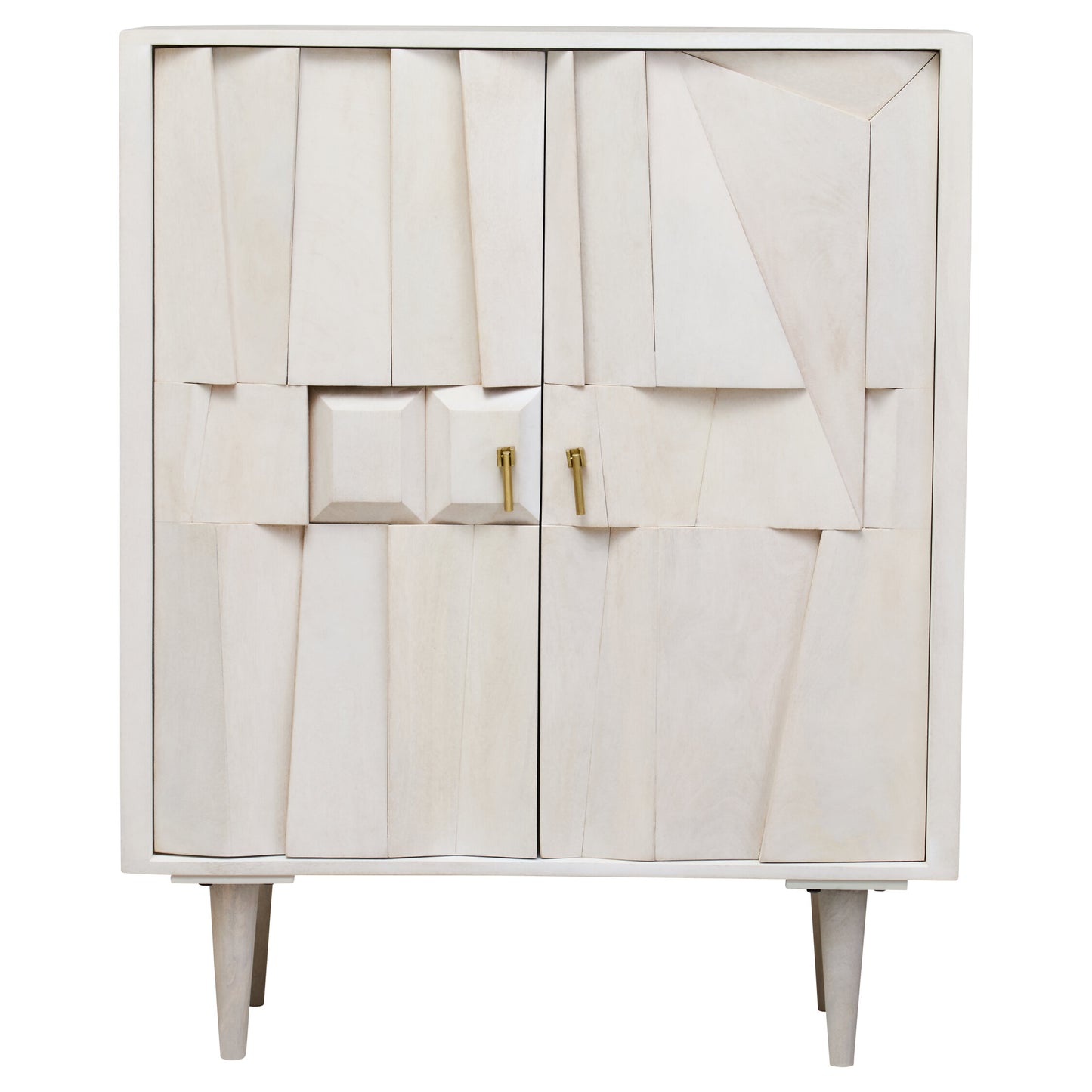Orla Two Door Whitewash Mango Wood Abstract Cabinet
