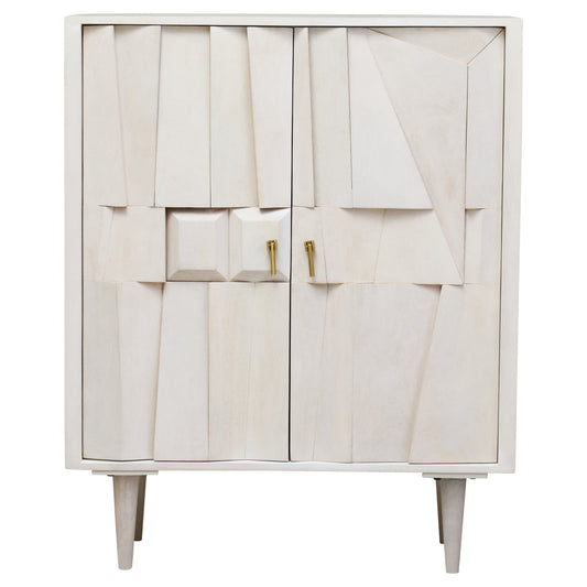 Orla Two Door Whitewash Mango Wood Abstract Cabinet
