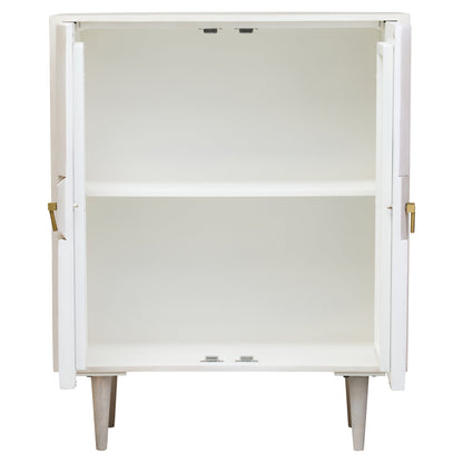 Orla Two Door Whitewash Mango Wood Abstract Cabinet