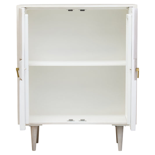 Orla Two Door Whitewash Mango Wood Abstract Cabinet