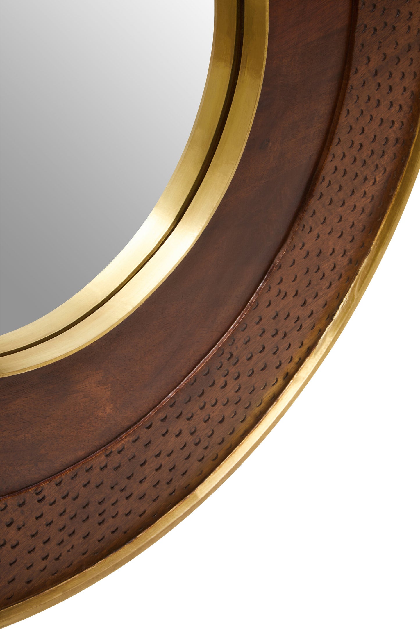 Zulu Round Mango Wood Hammered Wall Mirror
