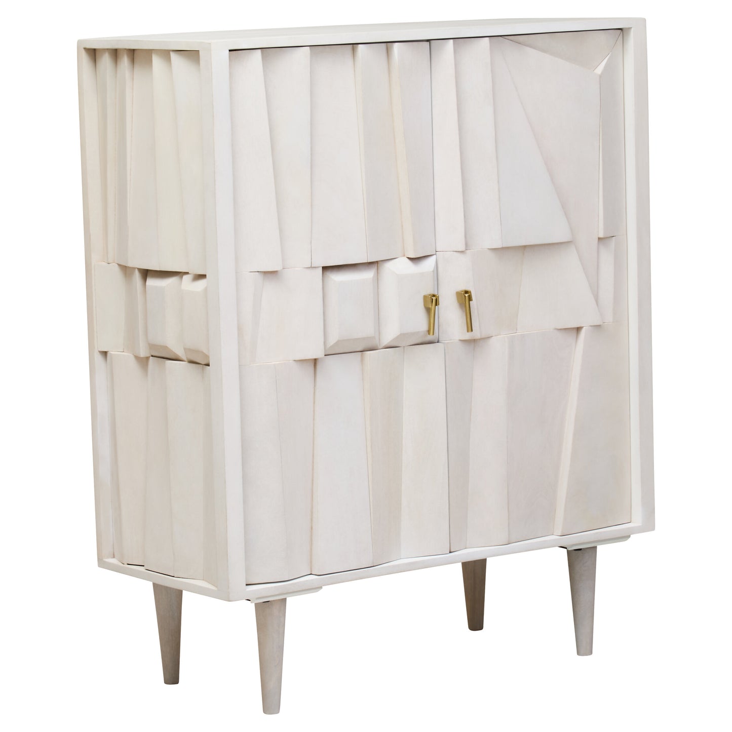 Orla Two Door Whitewash Mango Wood Abstract Cabinet