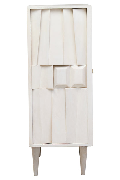 Orla Two Door Whitewash Mango Wood Abstract Cabinet