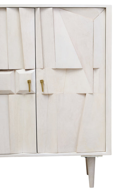 Orla Two Door Whitewash Mango Wood Abstract Cabinet