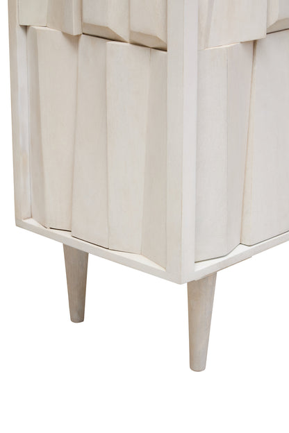 Orla Two Door Whitewash Mango Wood Abstract Cabinet