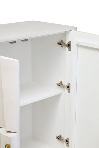 Orla Two Door Whitewash Mango Wood Abstract Cabinet