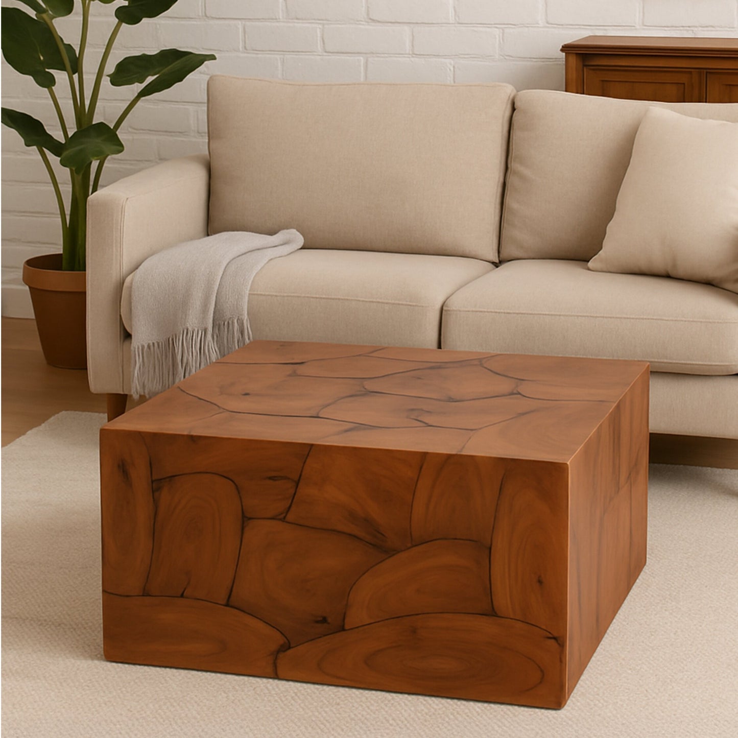 Amiandos Teak Wood Square Coffee Table