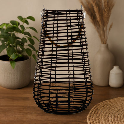 Seychelles Large Black Rattan Lantern Candle Holder