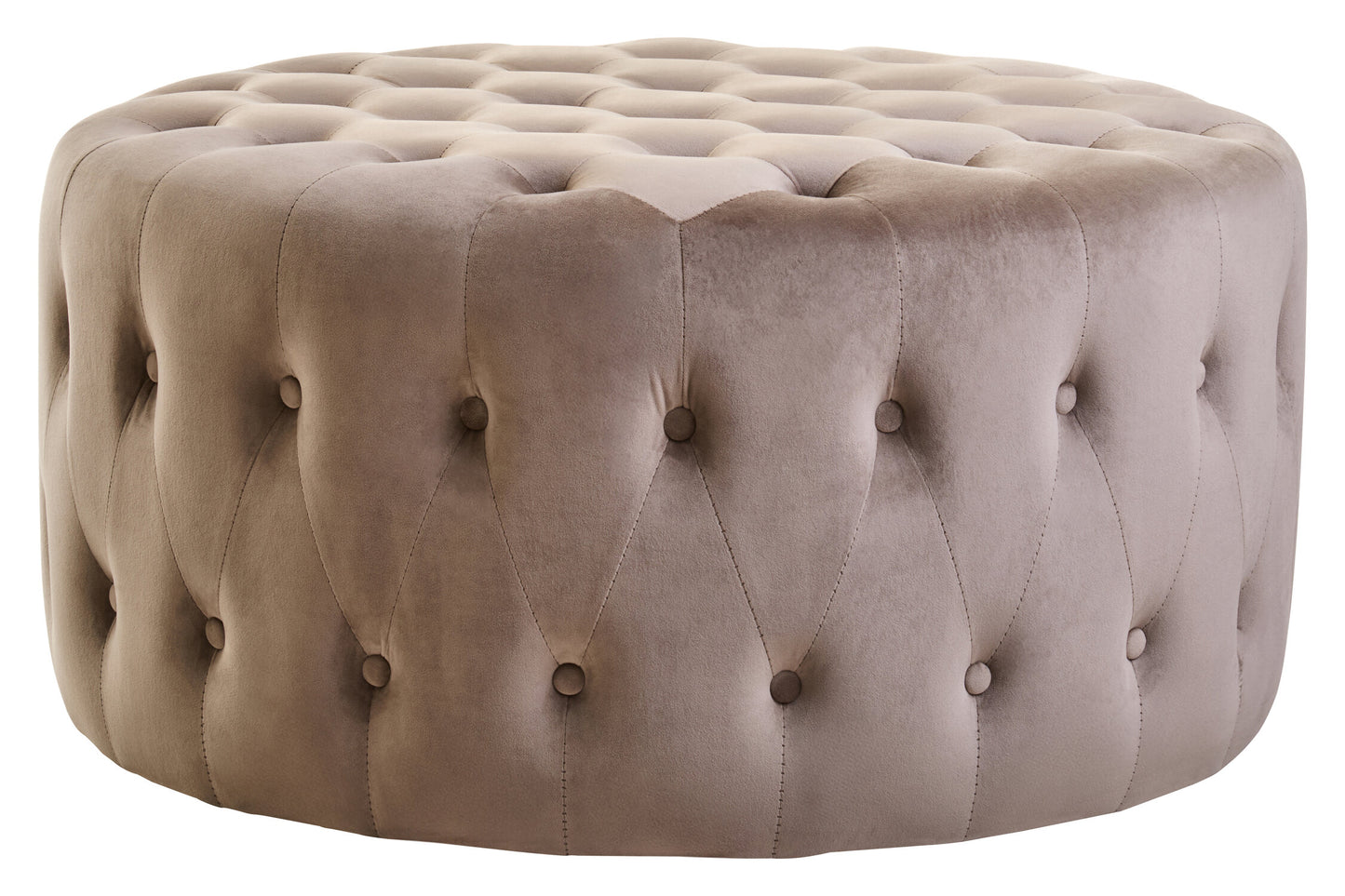 Lafayette Mink Velvet Round Tufted Footstool | Bali & Blue