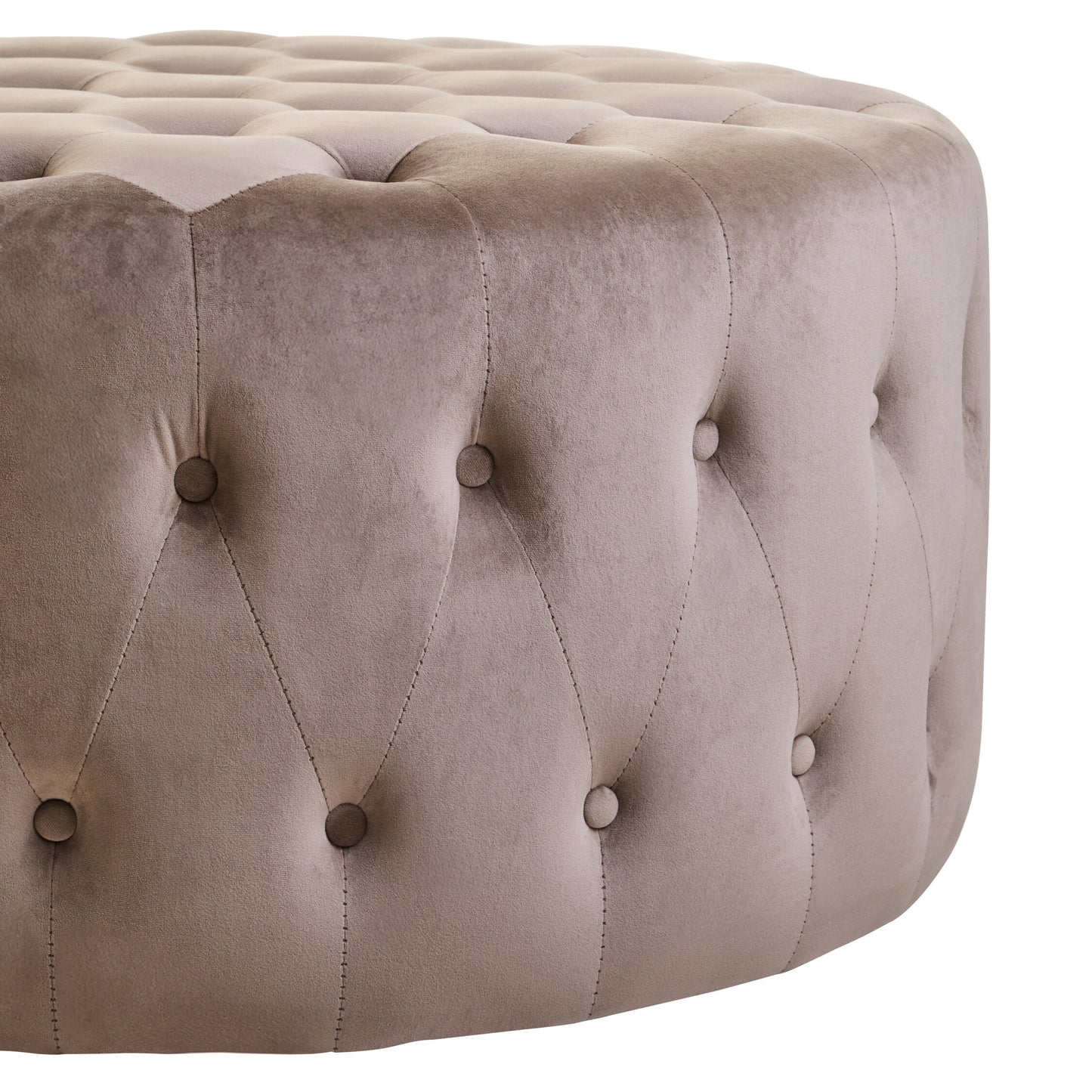 Lafayette Mink Velvet Round Tufted Footstool