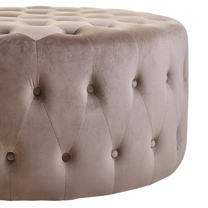 Lafayette Mink Velvet Round Tufted Footstool