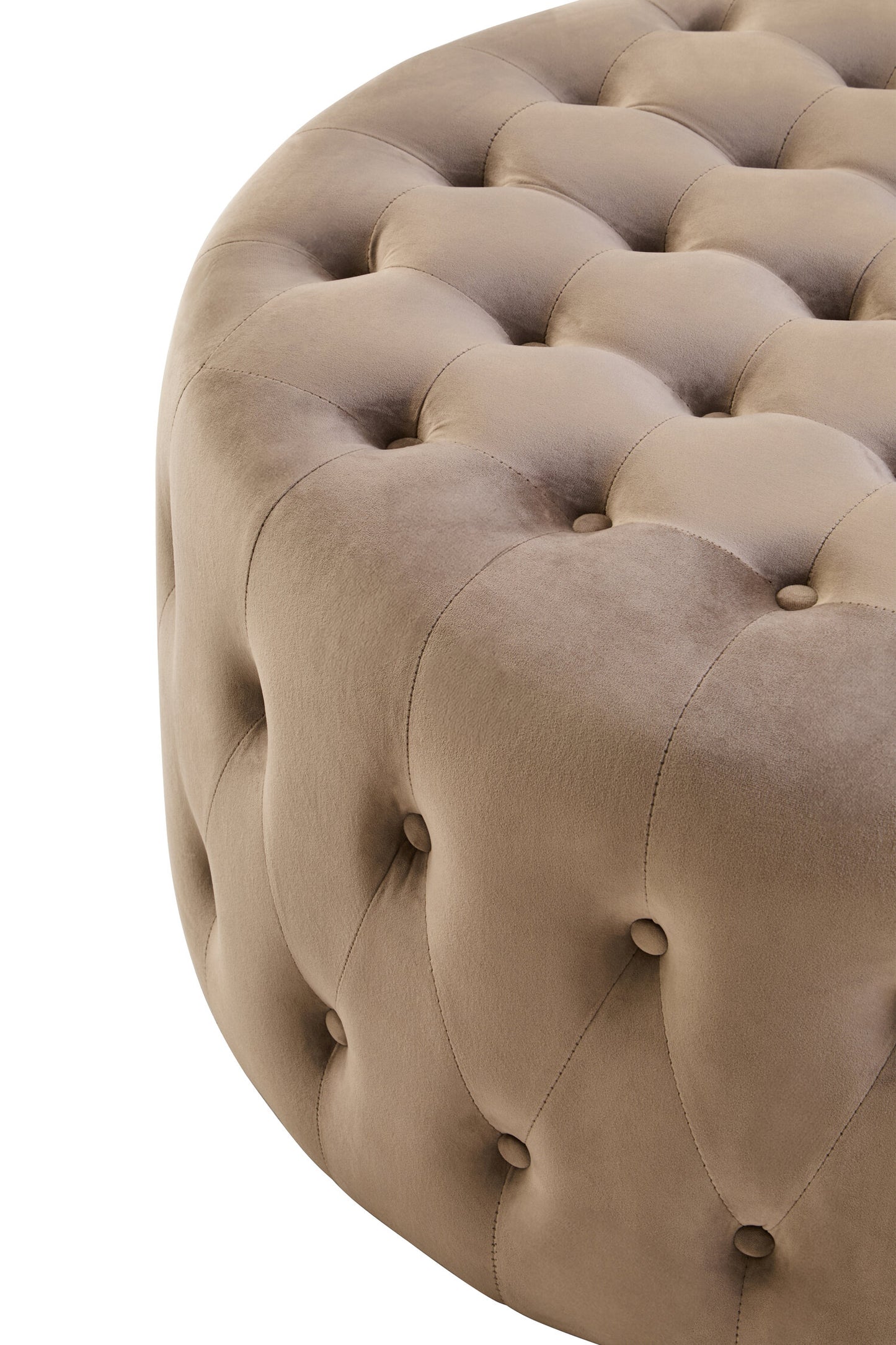 Lafayette Mink Velvet Round Tufted Footstool