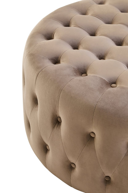 Lafayette Mink Velvet Round Tufted Footstool
