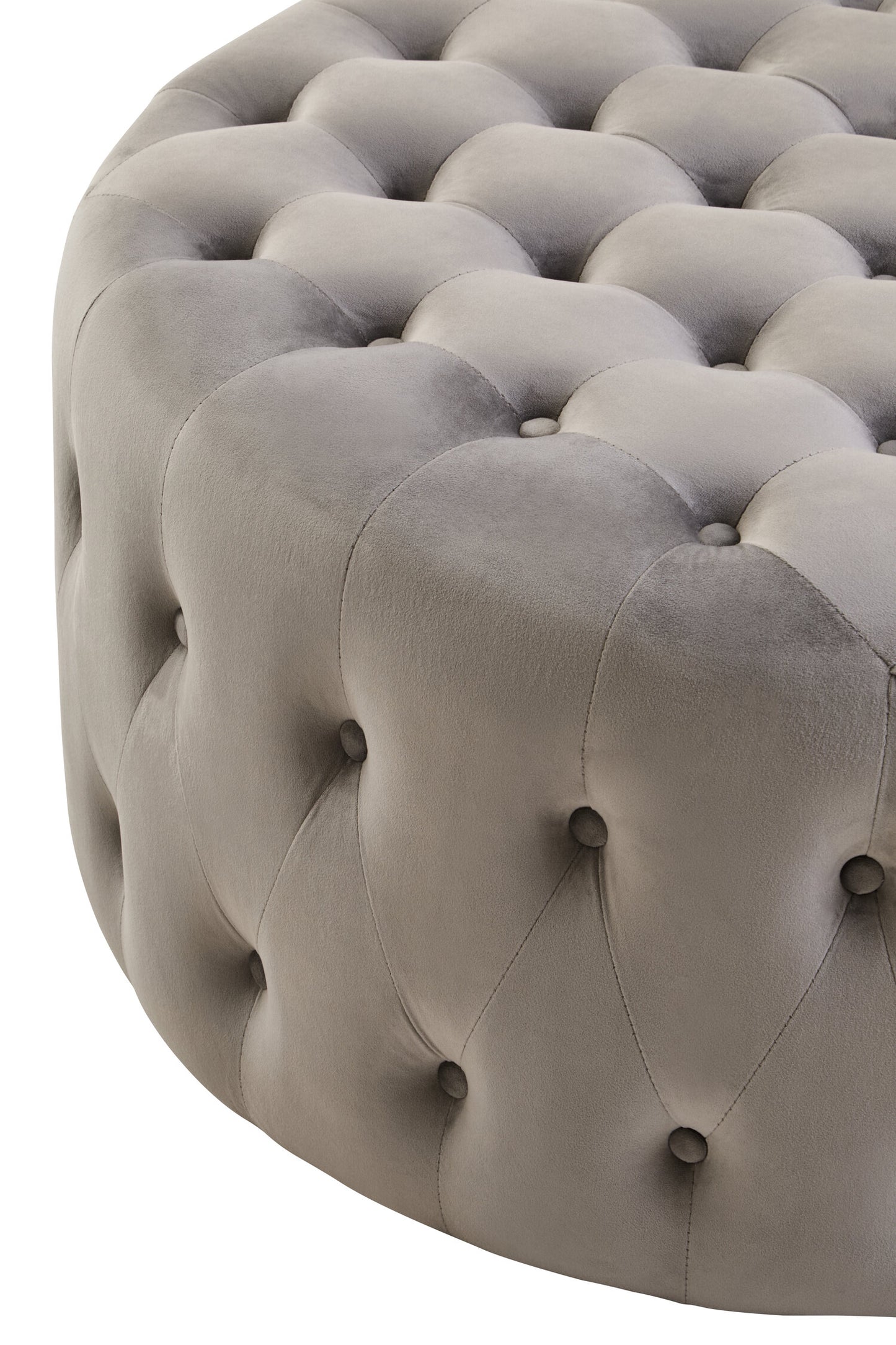 Lafayette Grey Velvet Round Tufted Footstool